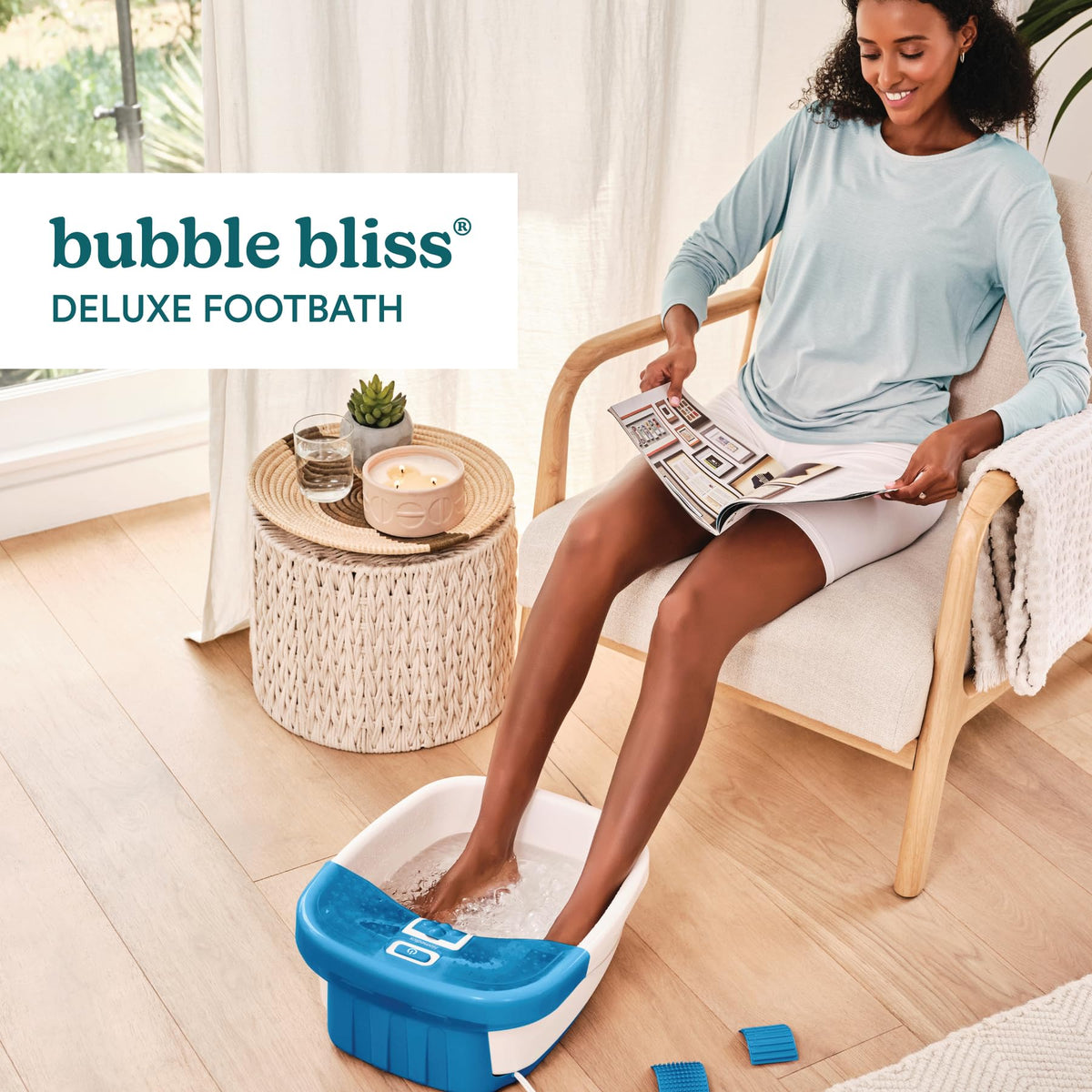 Homedics Bubble Bliss Deluxe Foot Spa with raised nodes and water