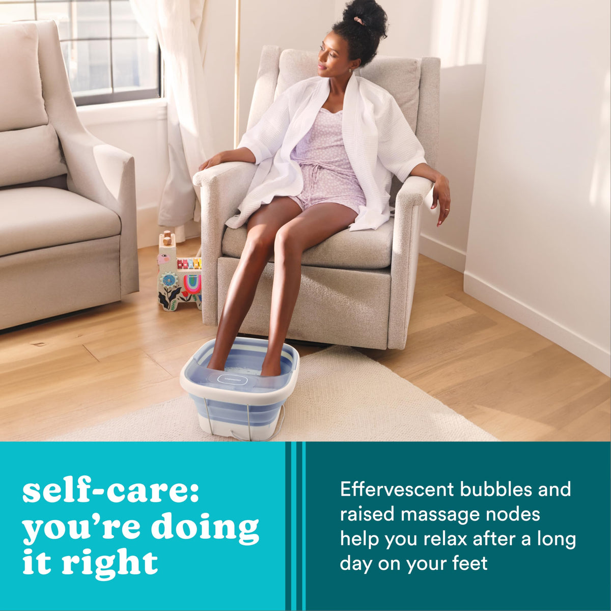 Homedics Foot Spa packaging and contents displayed