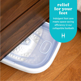 Homedics Foot Spa with heat and bubble features in use