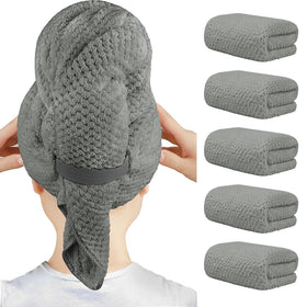 HOMEXCEL 5PK Microfiber Hair Towels front view
