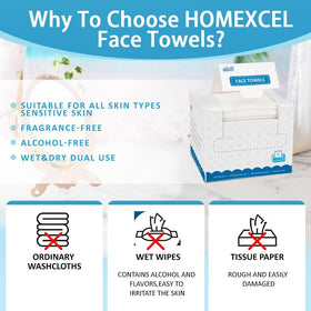 HOMEXCEL Disposable Face Towels on a bathroom counter