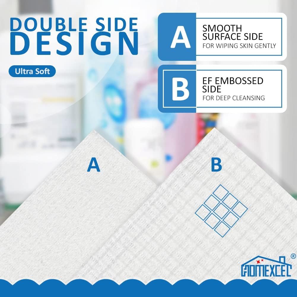 HOMEXCEL Disposable Face Towels showing dual-sided texture