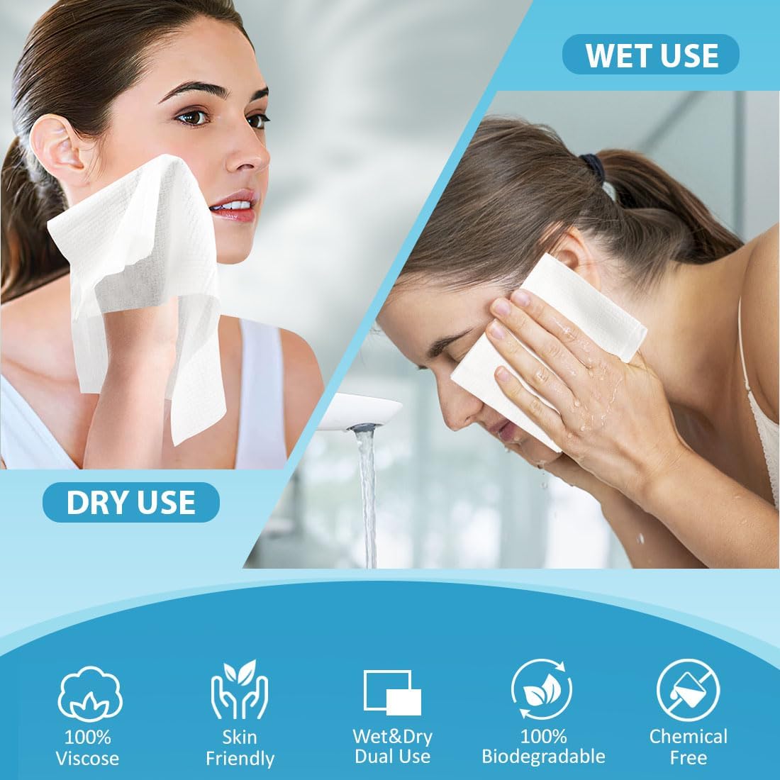 HOMEXCEL Disposable Face Towels stacked for display