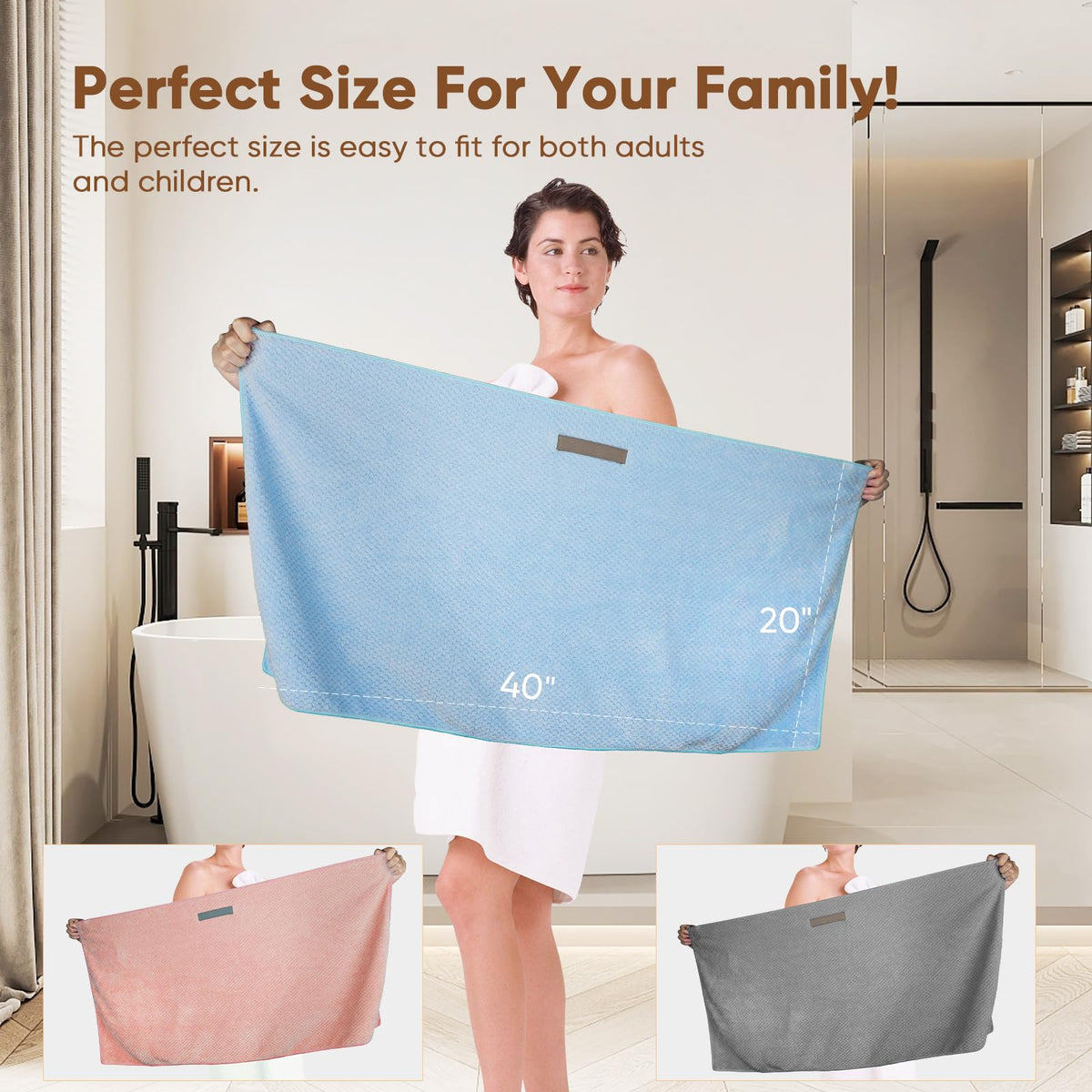 HOMEXCEL Microfiber Hair Towel on a bathroom shelf