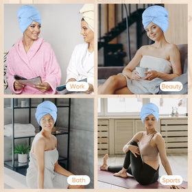 HOMEXCEL Microfiber Hair Towels in use after shower