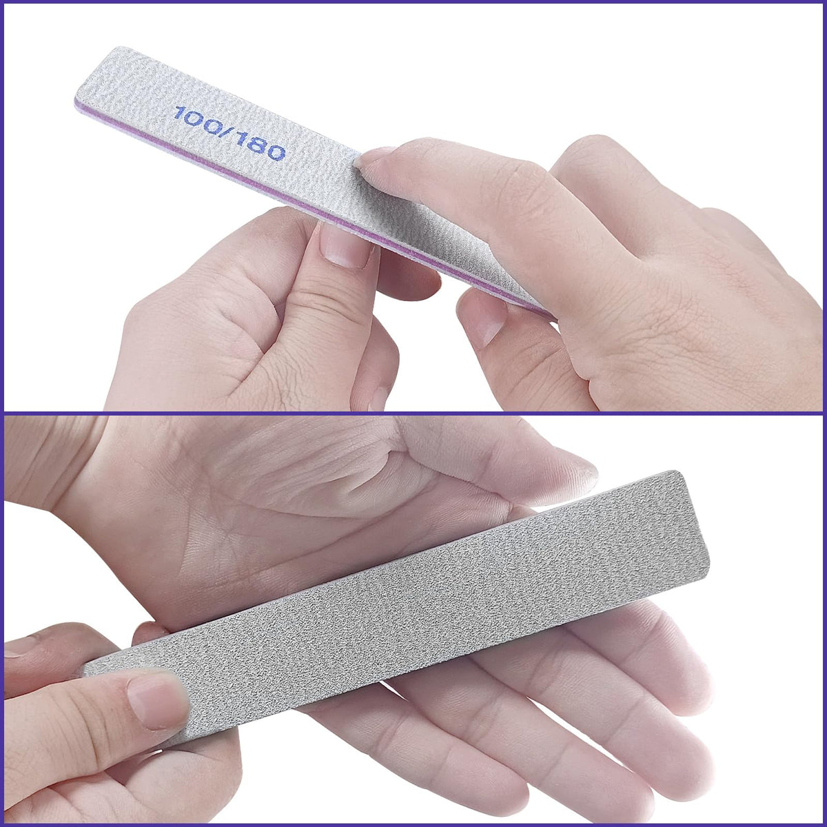 HomeyEra nail file demonstrating 180 grit side