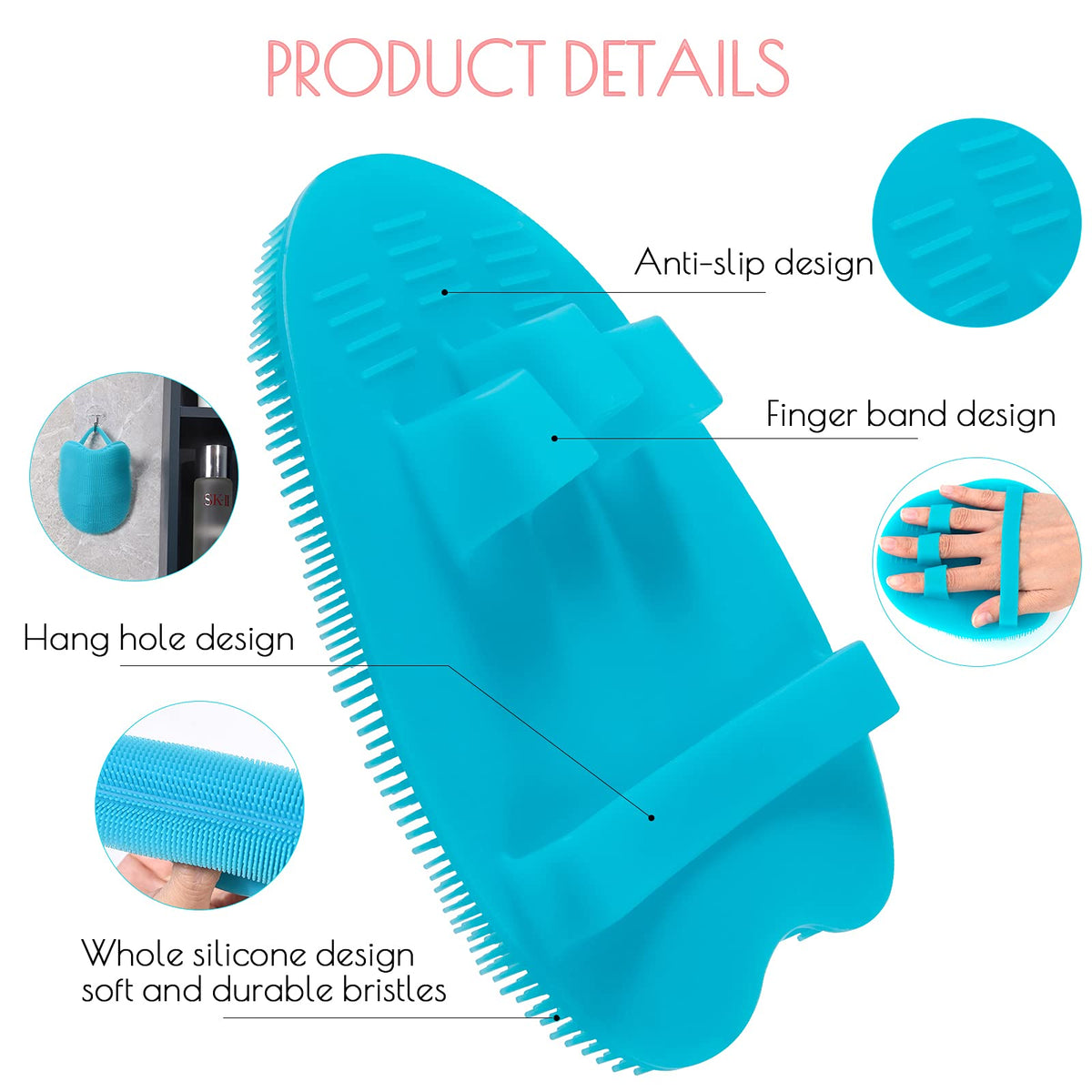 HOMMIESAFE Silicone Body Brush displayed with essential oils
