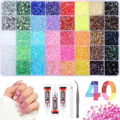 Homsoil 4mm resin rhinestones kit with 40 colours and glue