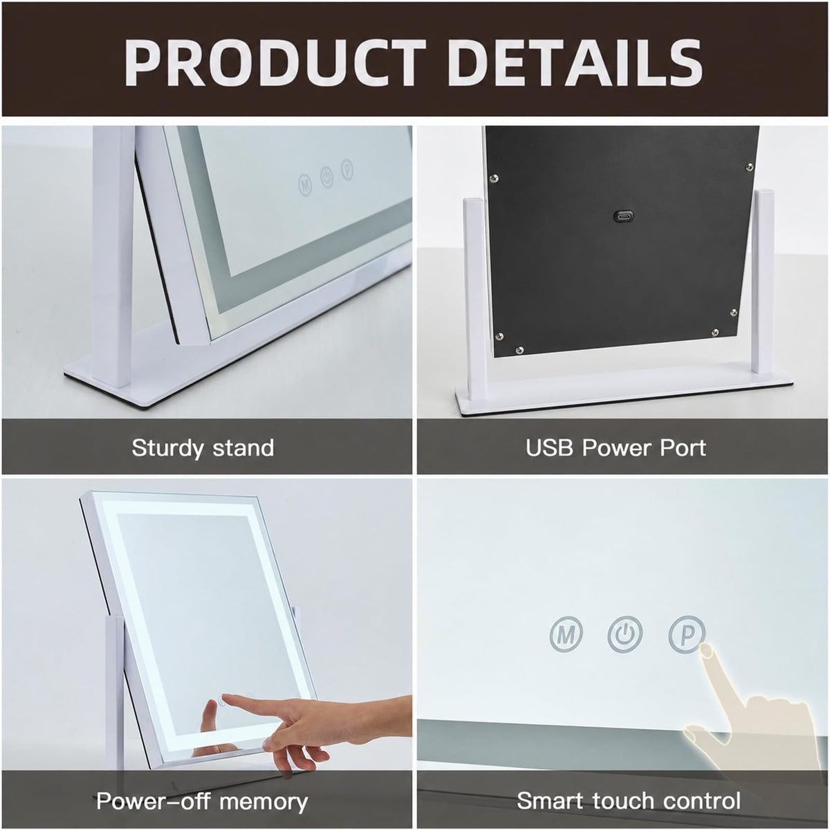 homtang Lighted Makeup Mirror demonstrating 360-degree rotation