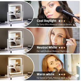 homtang Lighted Makeup Mirror side view showing U-shaped stand