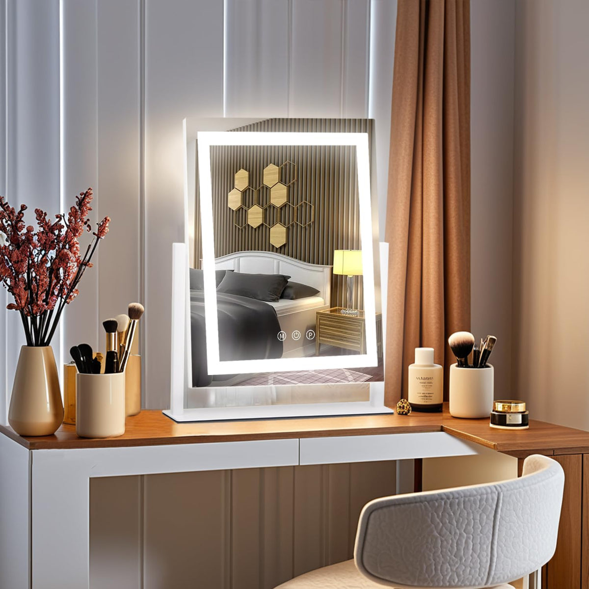 homtang Lighted Makeup Mirror with USB-DC charging cable