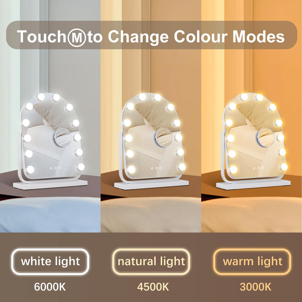 homtang Makeup Mirror showing 10X magnifying mirror attached