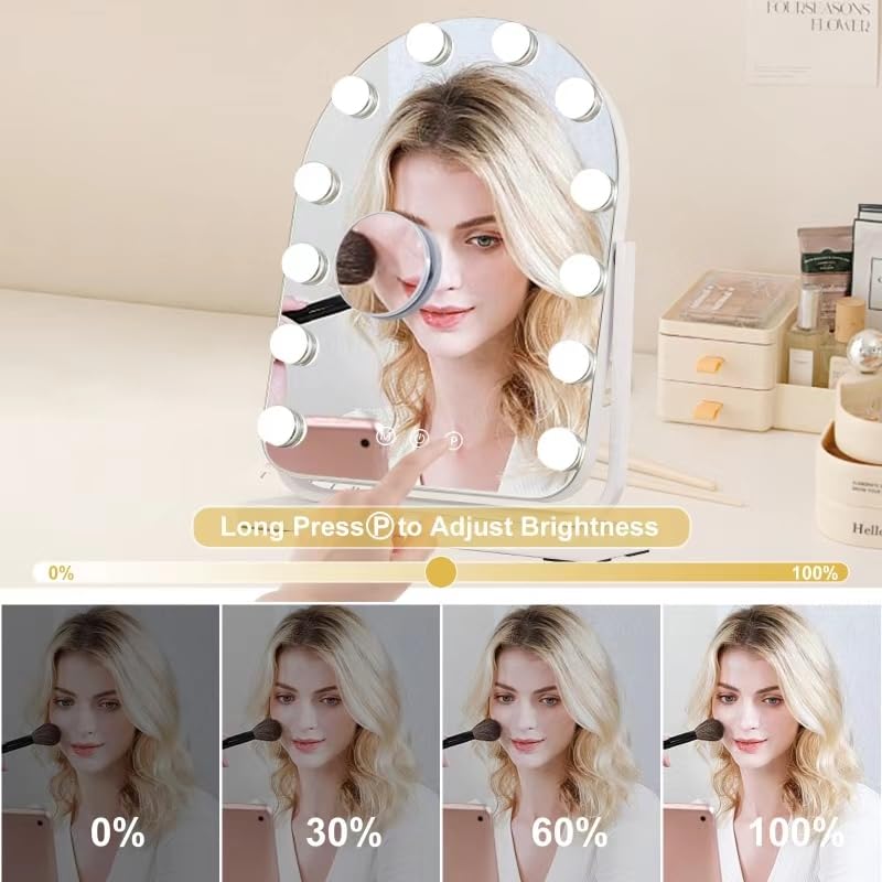 homtang Makeup Mirror with lights side view