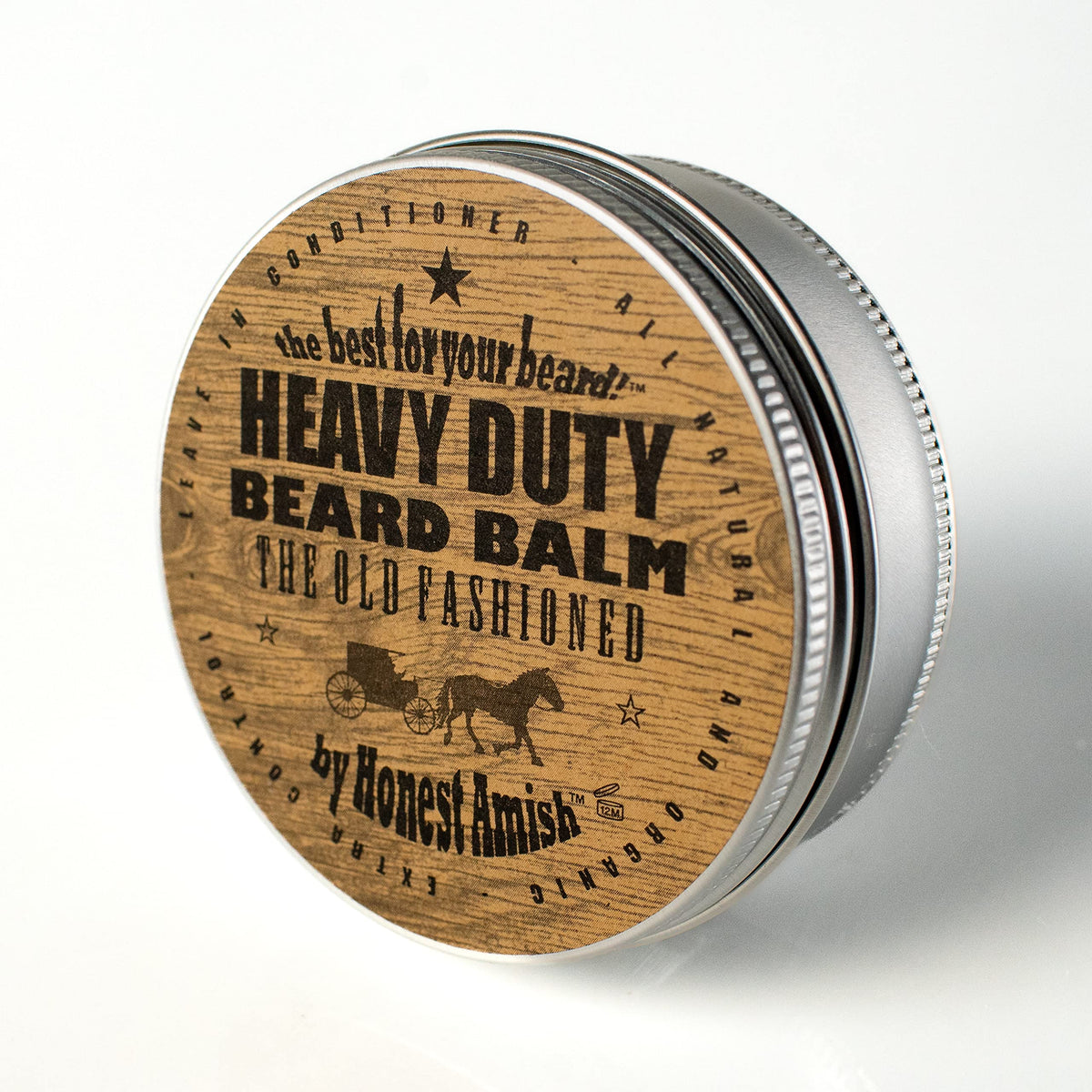Honest Amish Heavy Duty Beard Balm 4 Oz open jar showing texture