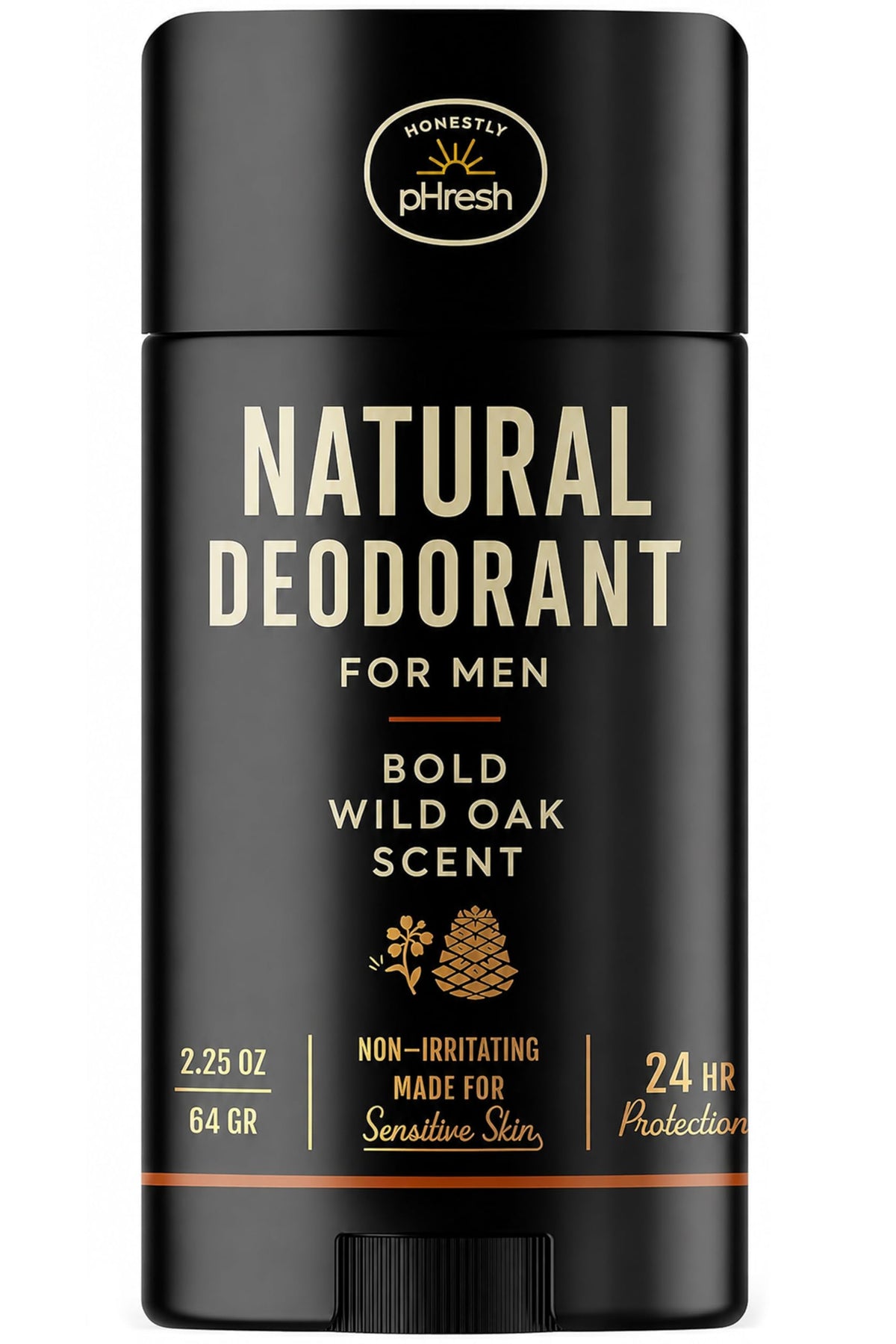 Honestly pHresh Natural Deodorant for Men, Bold Wild Oak scent, front view
