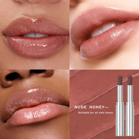 Honeynoir Nude Honey Lipstick being applied