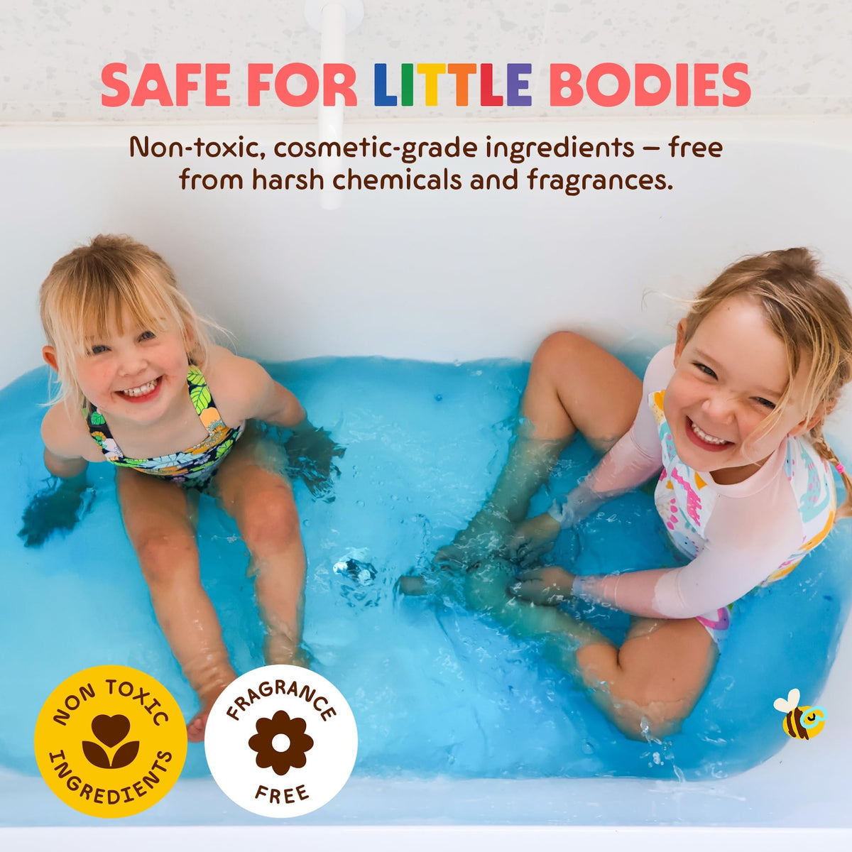 Honeysticks Bath Color Tablets in red, yellow, and blue