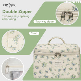honitty Floral Makeup Bag Set folded for travel