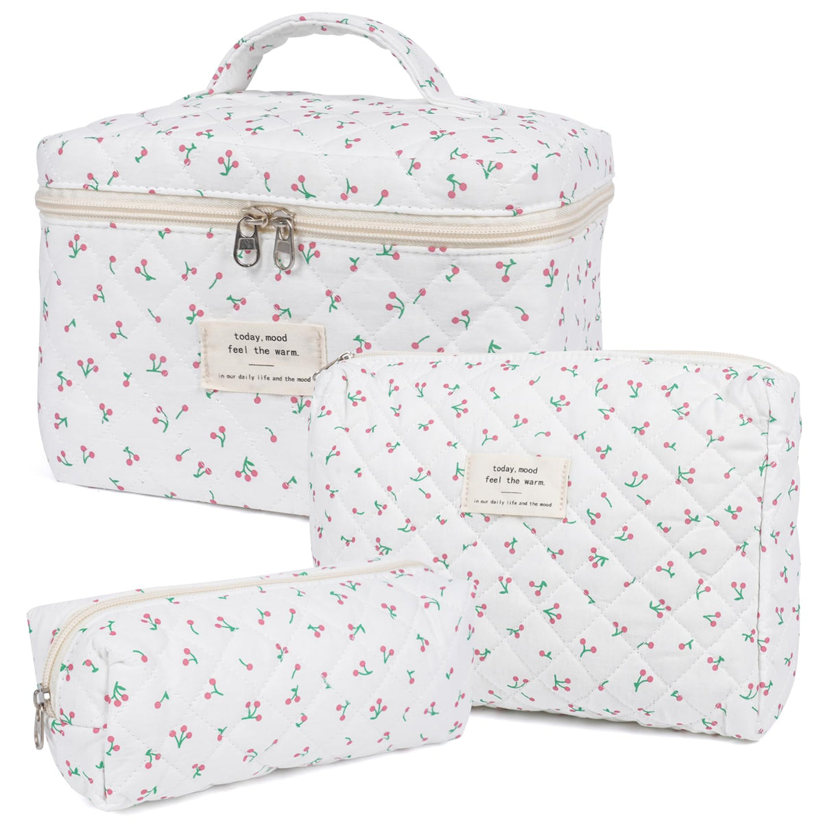 honitty Floral Makeup Bag Set front view with floral design
