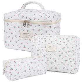 honitty Floral Makeup Bag Set front view with floral design