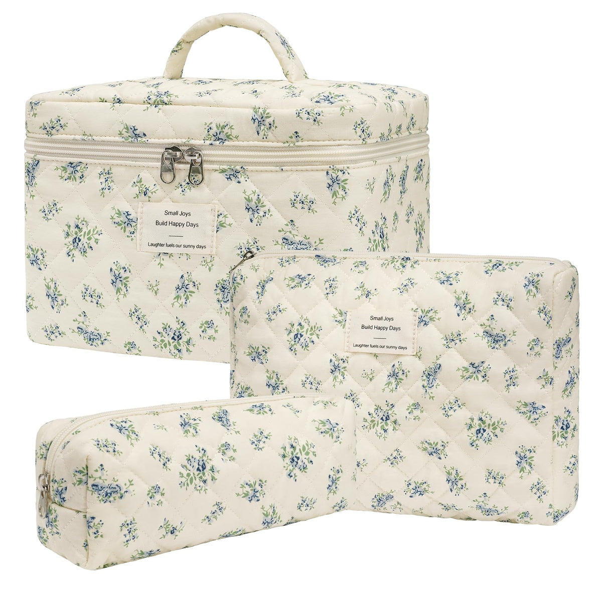 honitty Floral Makeup Bag Set front view with floral pattern