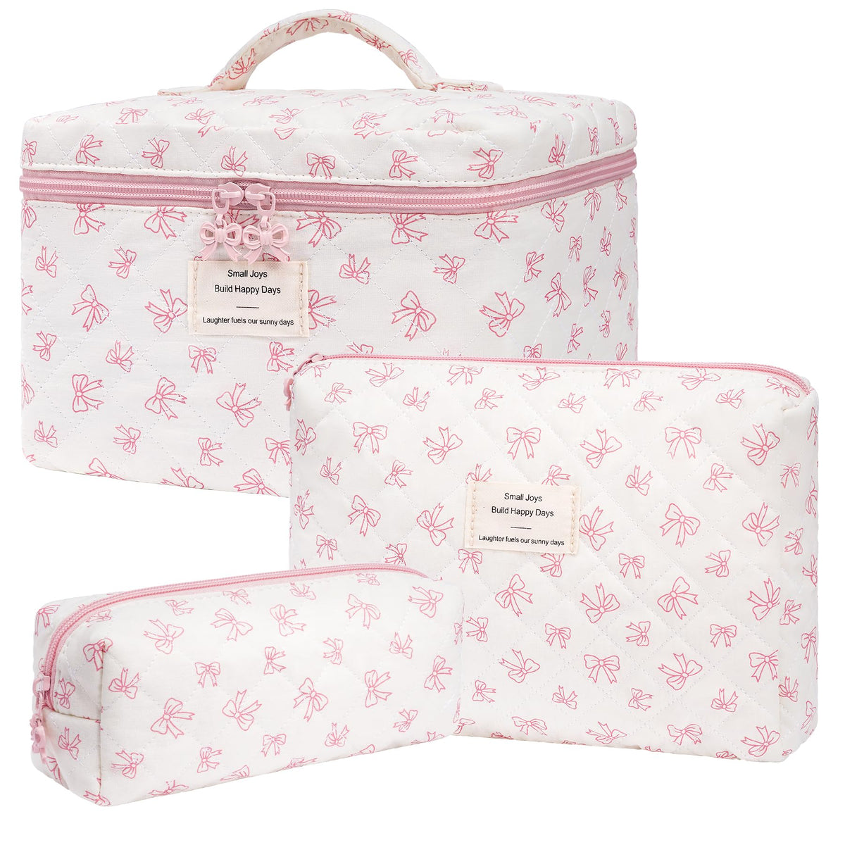honitty floral makeup bag set front view with three sizes