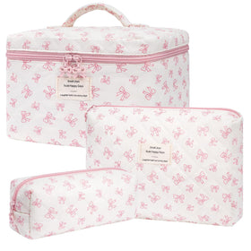 honitty floral makeup bag set front view with three sizes