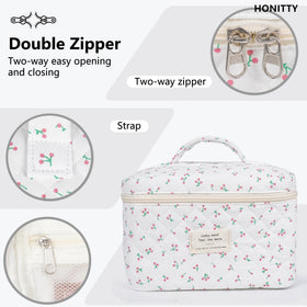 honitty Floral Makeup Bag Set with upgraded zip detail