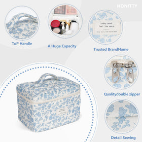 honitty Floral Makeup Bag side view showcasing its size