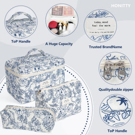 honitty floral makeup bag with zipper detail