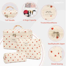 honitty Floral Quilted Bag open with cosmetics inside