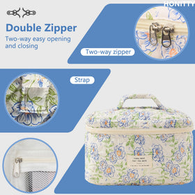 honitty Floral Quilted Makeup Bag Set on dresser
