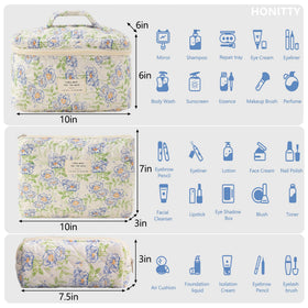honitty Floral Quilted Makeup Bag Set side view