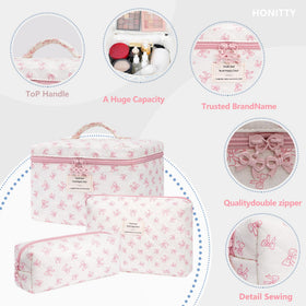 honitty makeup bag set showing interior storage compartments