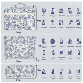 honitty makeup bag set showing three different sizes