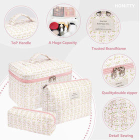 honitty Quilted Cosmetic Bag with floral design