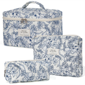 honitty Quilted Floral Makeup Bag Set front view