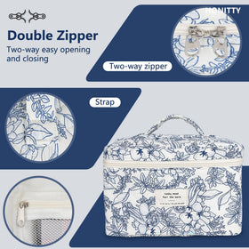 honitty Quilted Makeup Bag Set in a travel suitcase