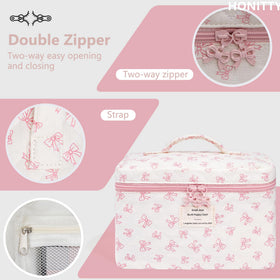 honitty travel cosmetic bag in suitcase