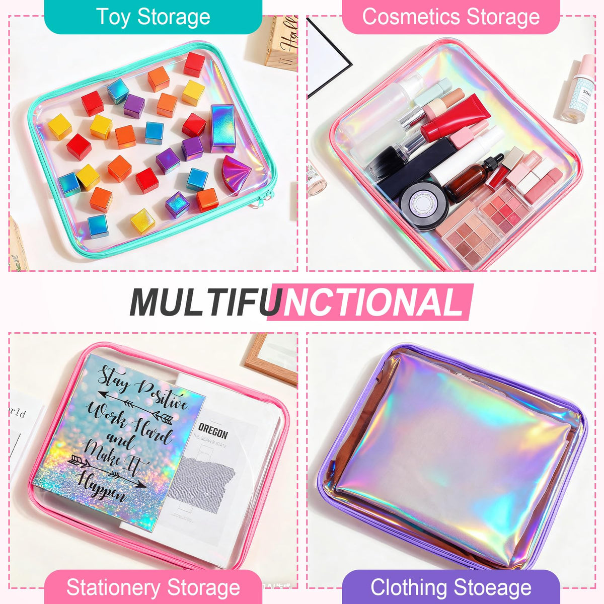 Hoolerry clear hard zipper case displayed on a desk