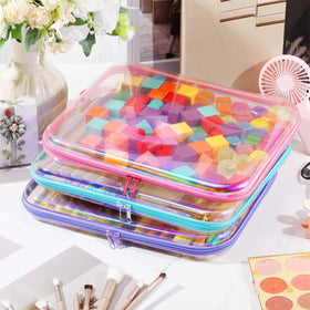 Hoolerry clear hard zipper case with office supplies