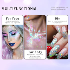HOSAILY Roll-on Holographic Body Glitter Gel being used at a festival