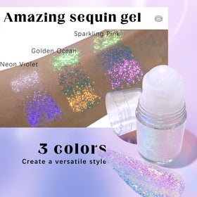 HOSAILY Roll-on Holographic Body Glitter Gel Golden Ocean application on skin