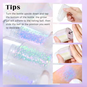 HOSAILY Roll-on Holographic Body Glitter Gel Neon Violet back view