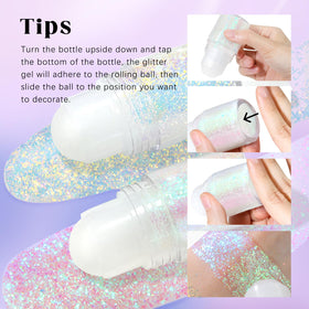 HOSAILY Roll-on Holographic Body Glitter Gel showing applicator ball