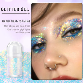 HOSAILY Roll-on Holographic Body Glitter Gel Sparkling Blue close-up of rolling ball