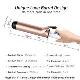 Hoson 2 Inch Curling Iron in use on long hair