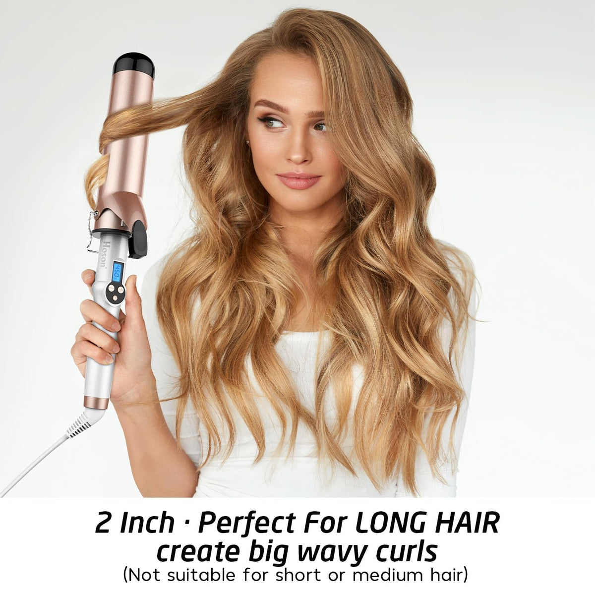 Hoson 2 Inch Curling Iron side view showcasing the ceramic barrel