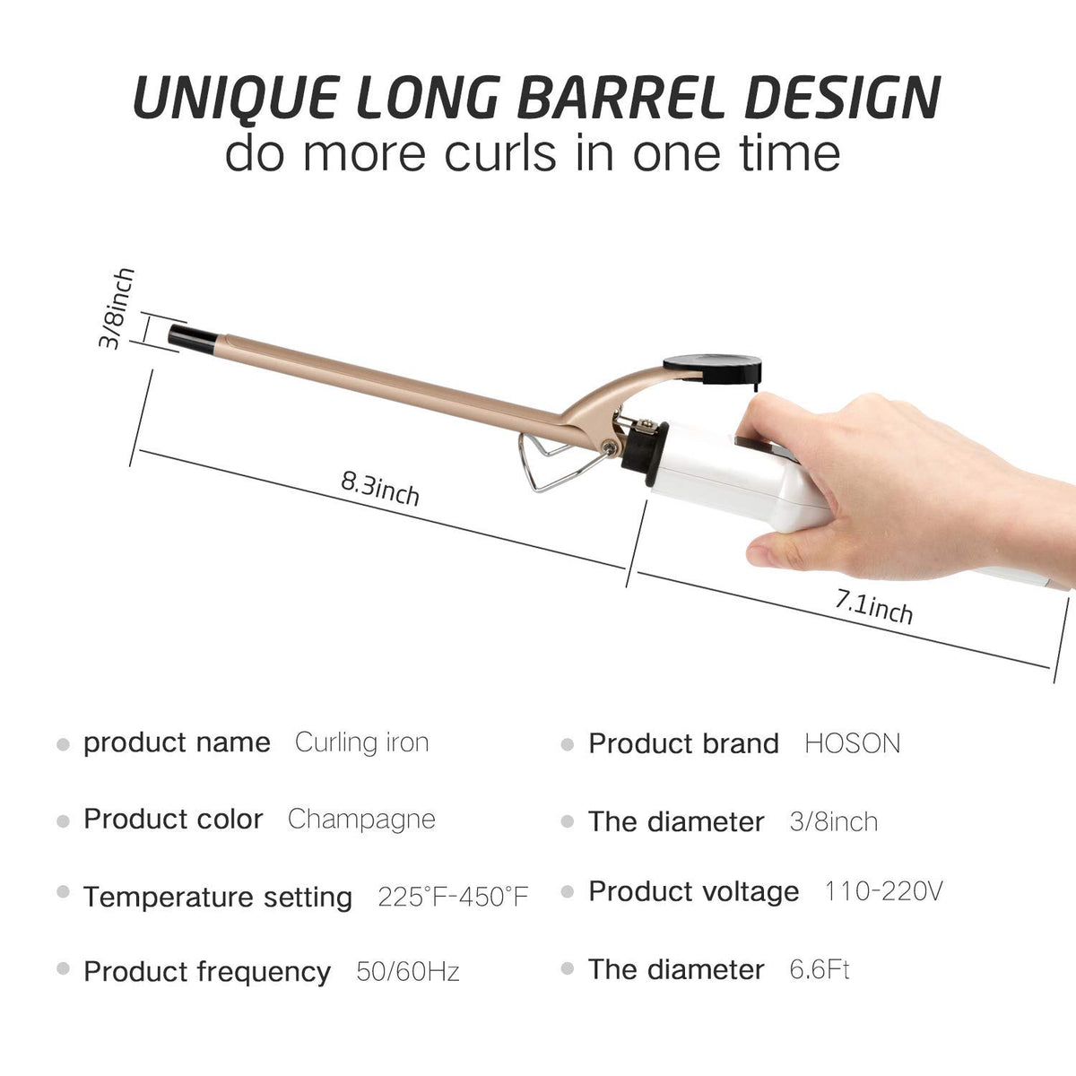Hoson curling iron packaging front view