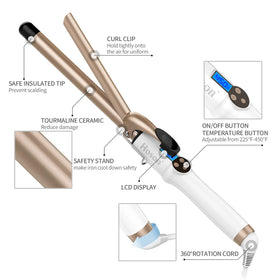 Hoson curling iron side view showcasing barrel length